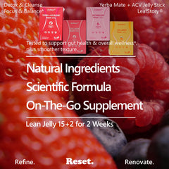 LeafStory Reset Jelly ingredients feature natural components with clear labeling.