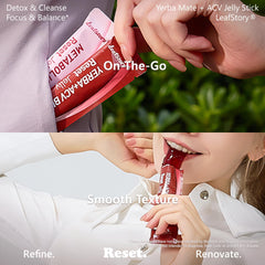 LeafStory Yerba Mate ACV Reset Jelly on-the-go use enables quick refresh.