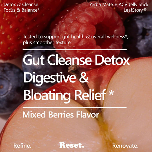 LeafStory Yerba Mate ACV Reset Jelly sticks arranged for convenient grab-and-go.