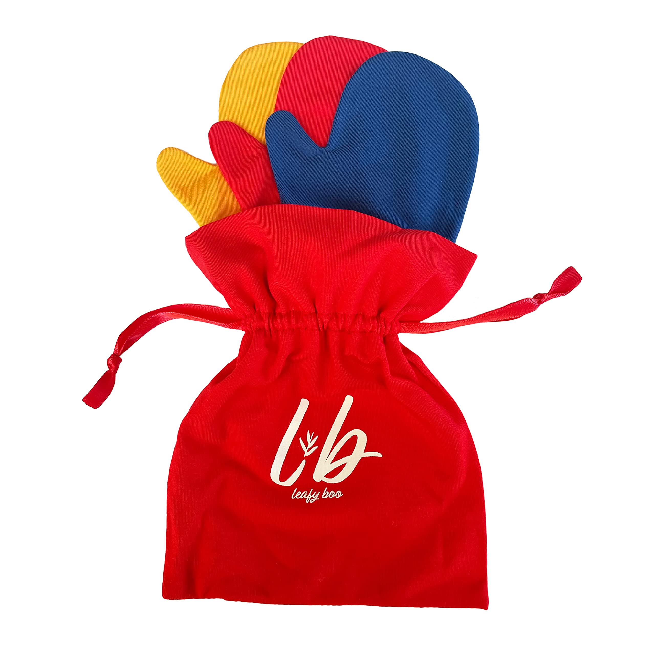 Leafy Boo bamboo mittens worn overnight with cream for moisturized hands.