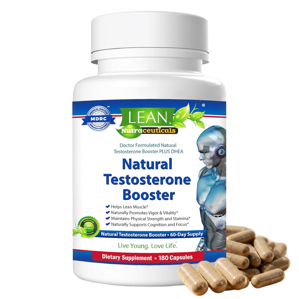 LEAN Nutraceuticals testosterone libido booster bottle suggesting energy and stamina support.