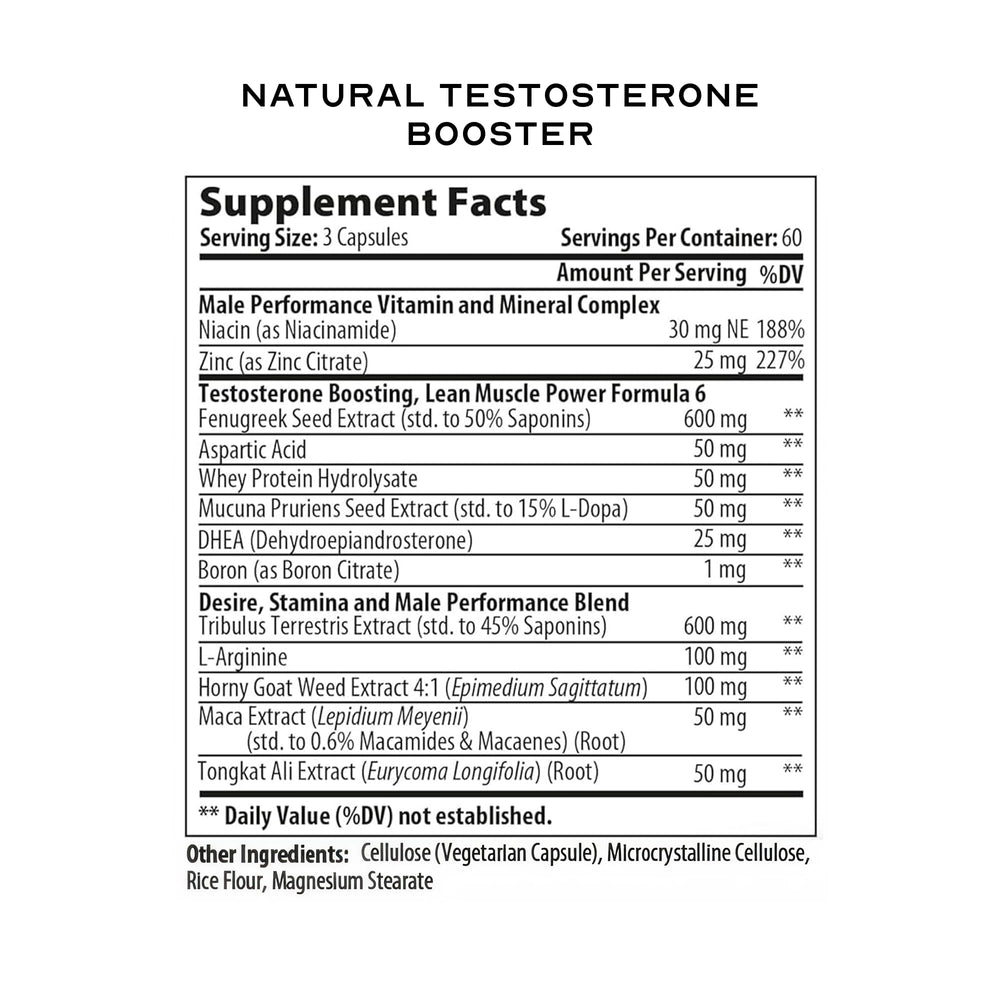LEAN Nutraceuticals testosterone libido booster packaging close-up signaling quality and standards.