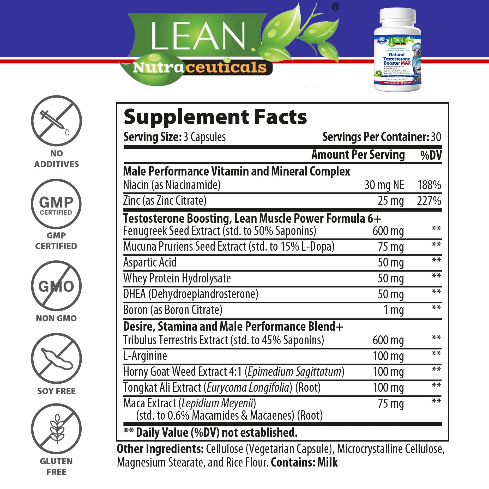 LEAN Nutraceuticals Tribulus Terrestris capsules for active days