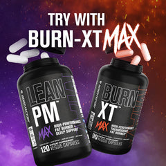 Lean PM Max ingredient panel featuring melatonin and Ashwagandha for relaxation.