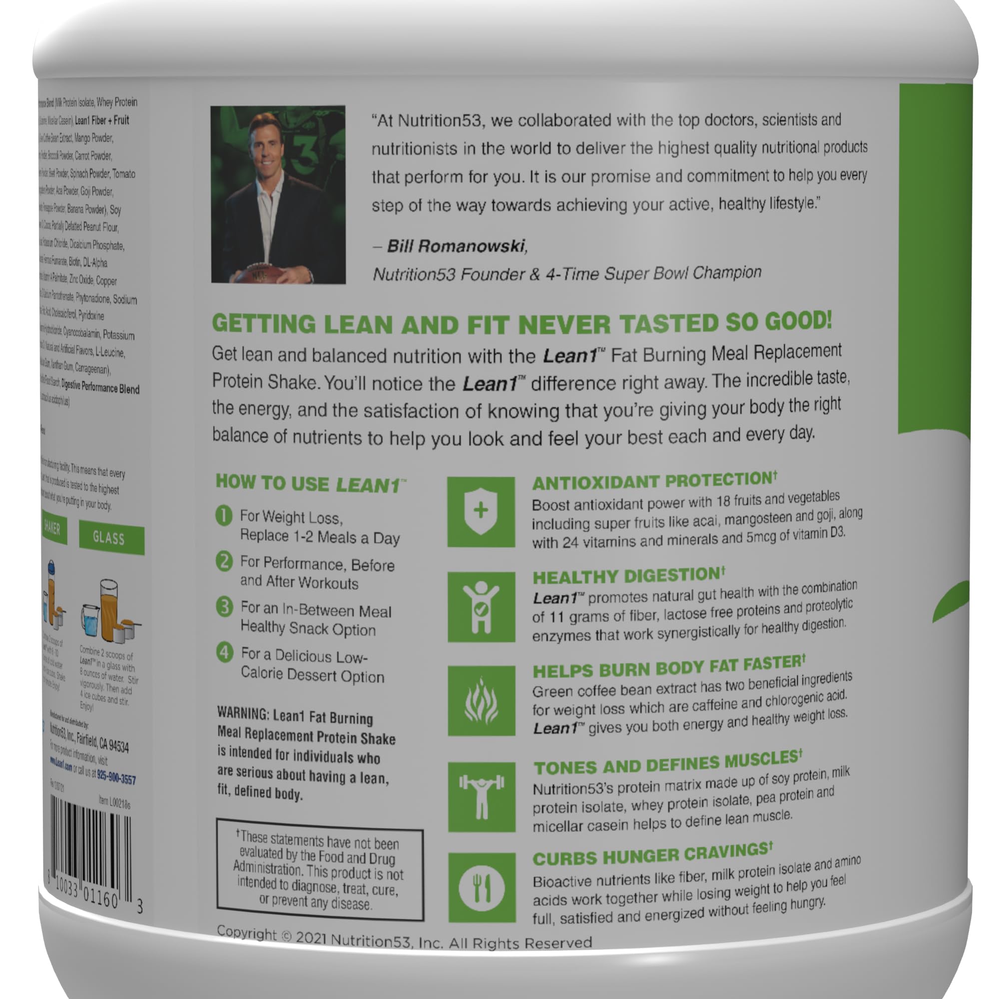 LEAN1 pre/post-workout idea with chocolate peanut butter flavor.
