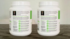LEAN1 vanilla nutrition facts label emphasizes protein and fiber per serving.