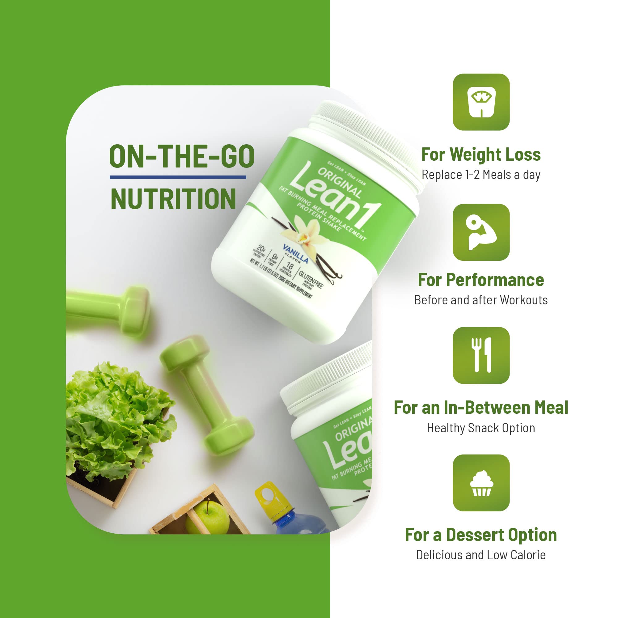LEAN1 vanilla tub two-pack packaging showcases value and convenience.