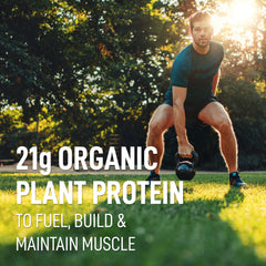 LeanFit USDA Organic seal highlighted with plant protein diversity.