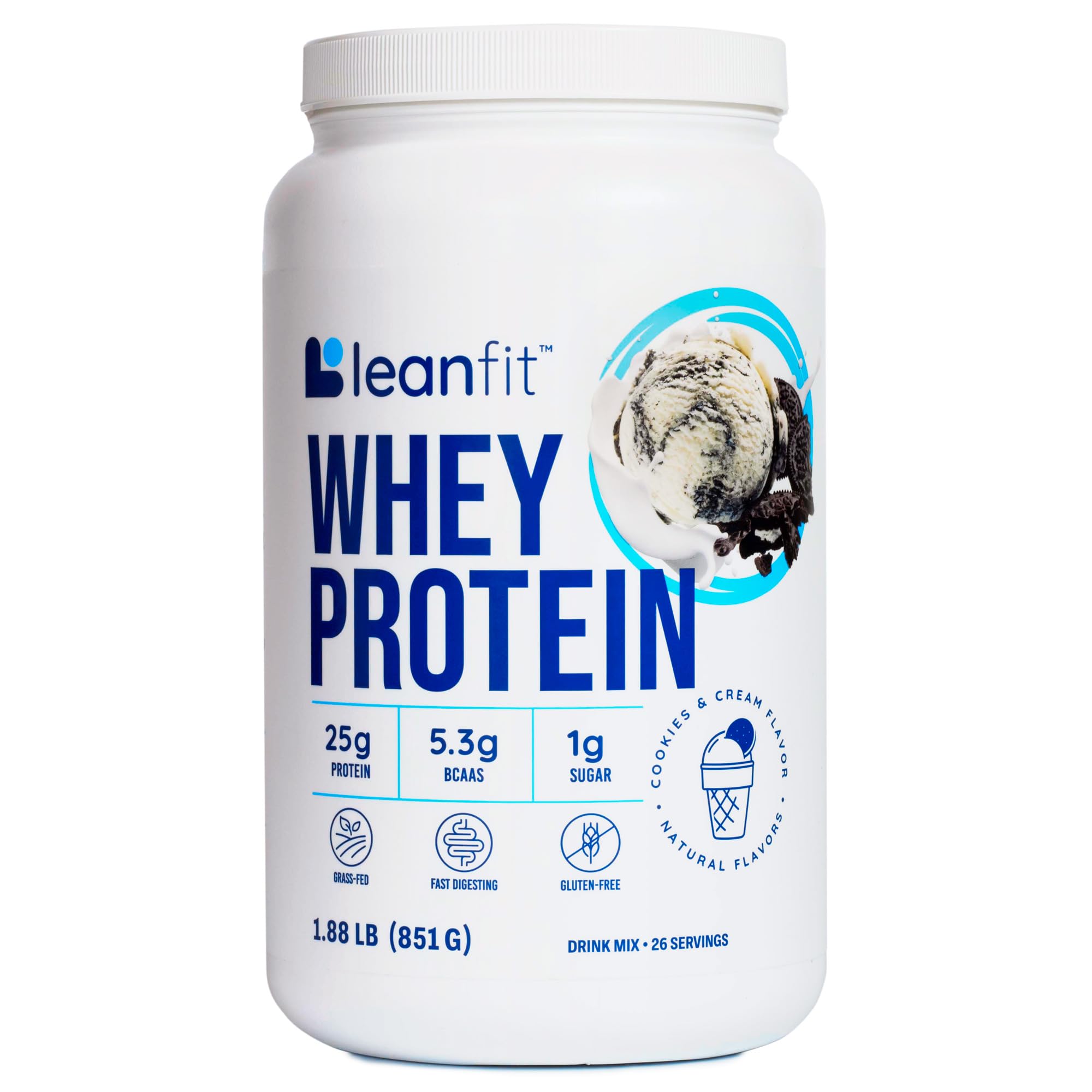 LeanFit WHEY Protein Cookies & Cream tub for convenient daily protein.