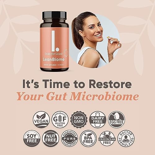 LEANFORGOOD LeanBiome bottle on table emphasizes convenient daily probiotic routine