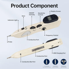 Leawell electronic acupuncture pen with small probe head for focused muscle relief.