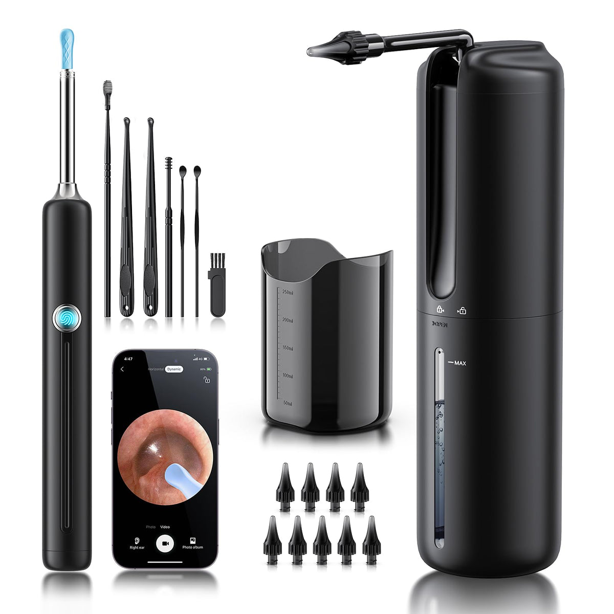 Lebbtl ear wax removal kit with camera for clear canal visualization