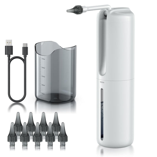 Lebbtl ear-cleaner device in white, highlighting waterproof design for shower use.