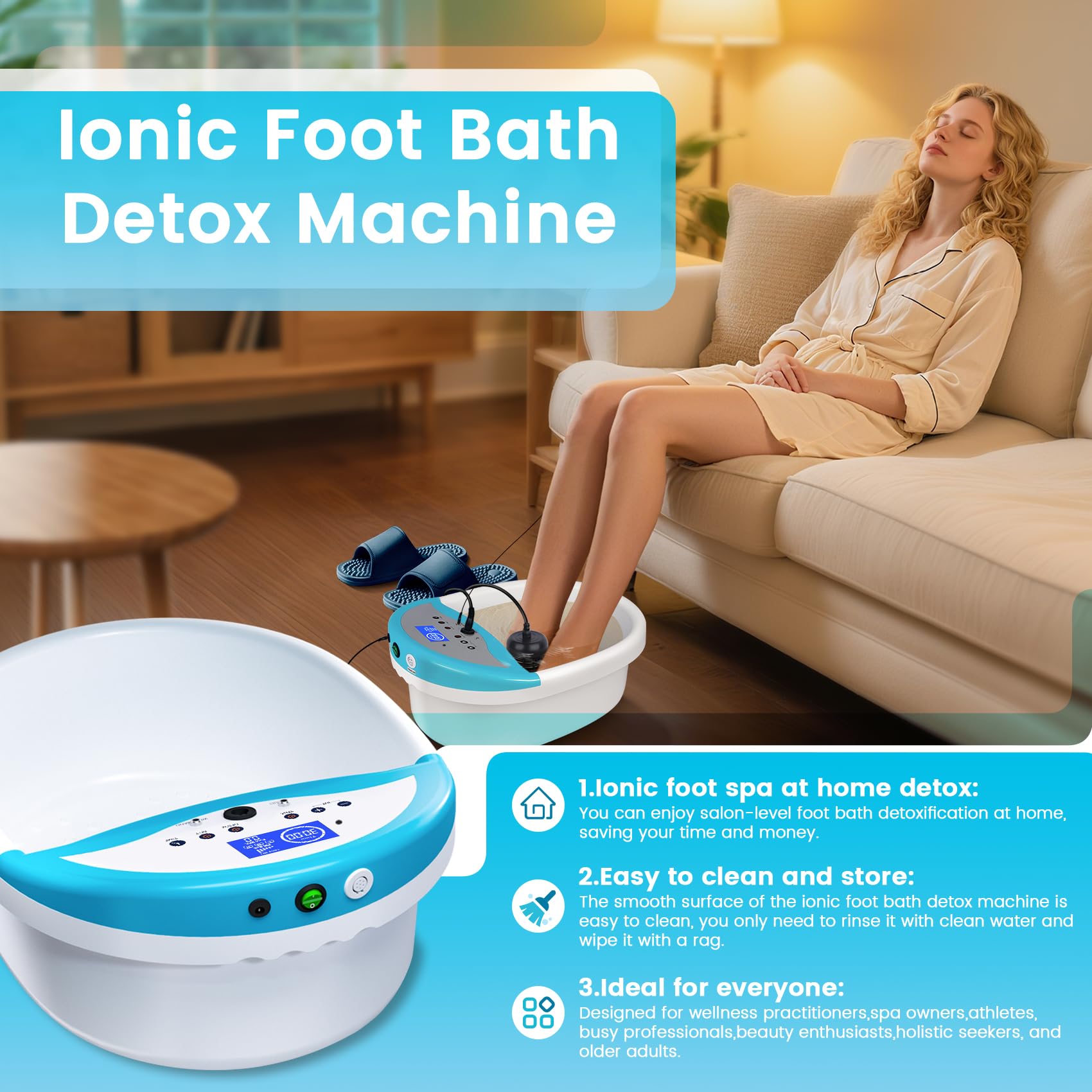 LeCuag ionic foot bath basin with water ready for a relaxing session