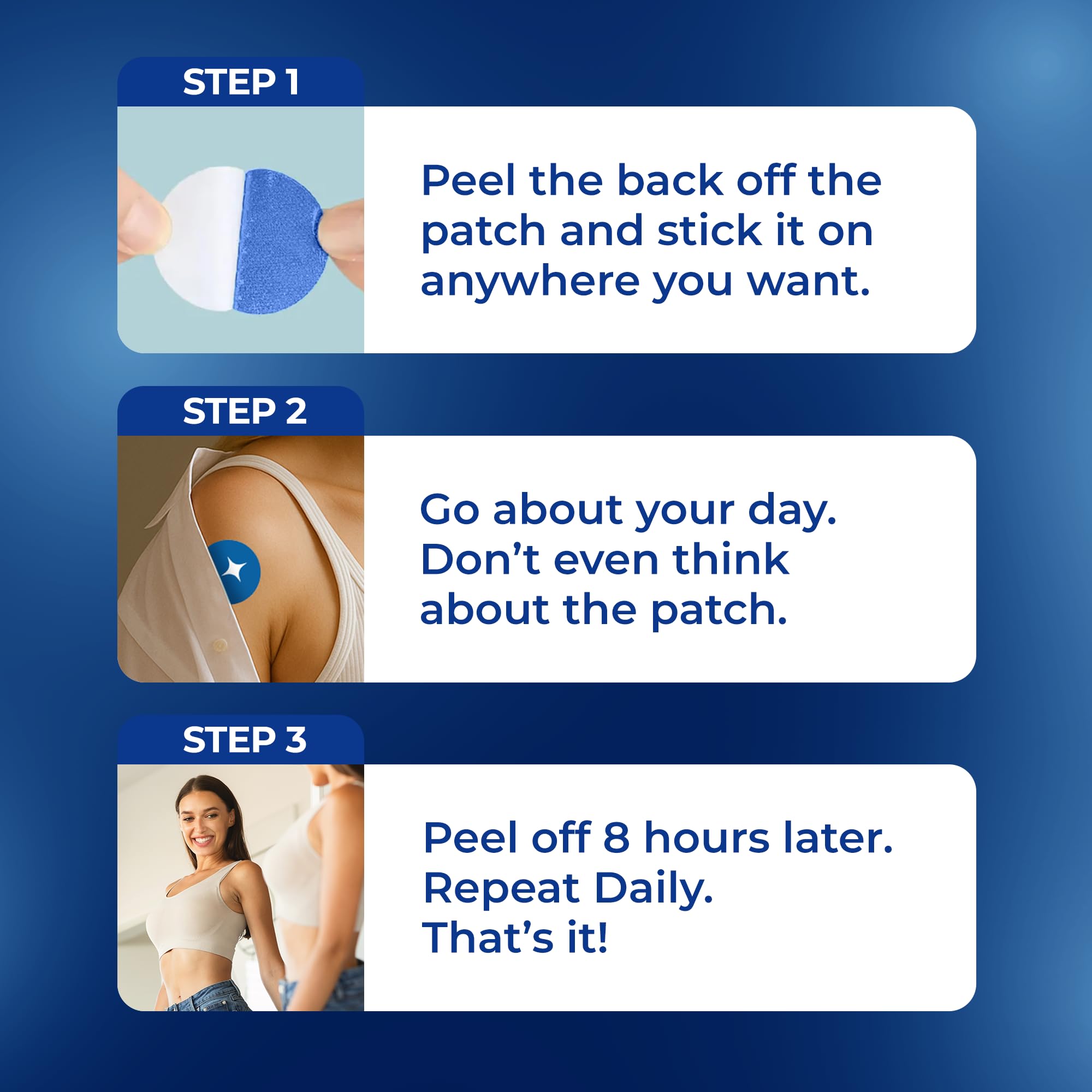 Close-up of Ledisa NAD patch adhesive showing skin-friendly hold