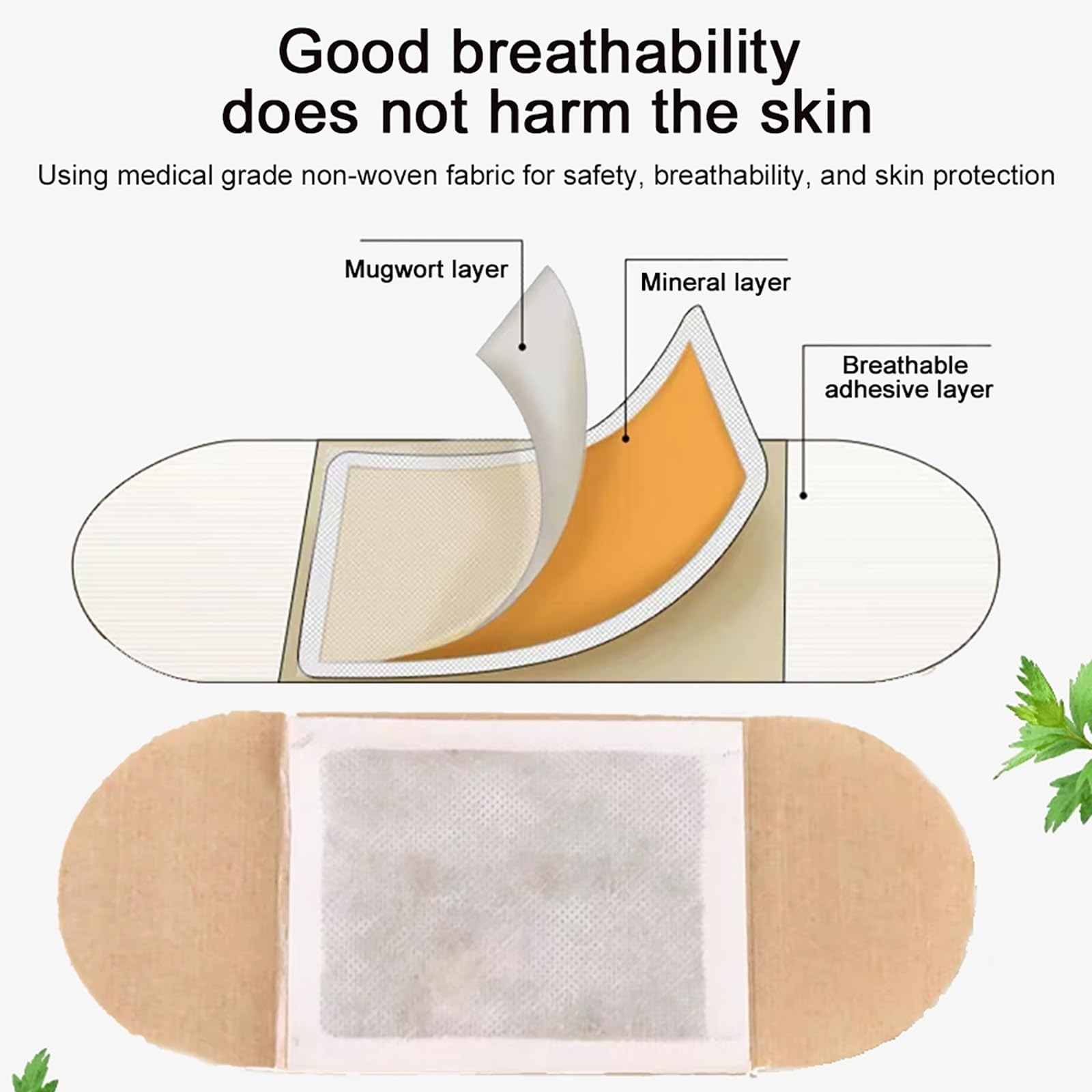 LEEOYINK Mugwort patch applied to shoulder for targeted warmth and comfort.
