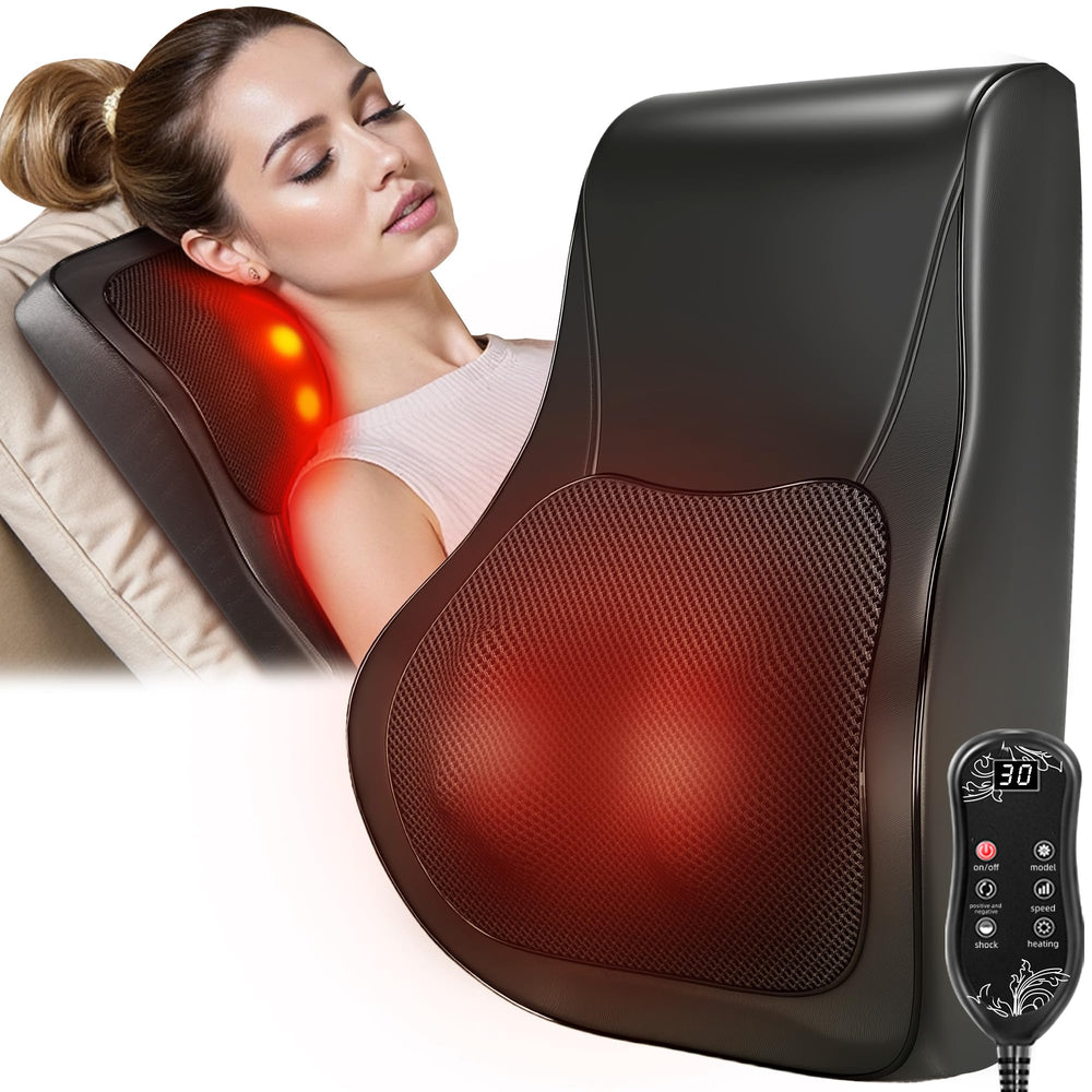 LEERCON back massager with heat delivers deep-kneading relief for neck and shoulders at home