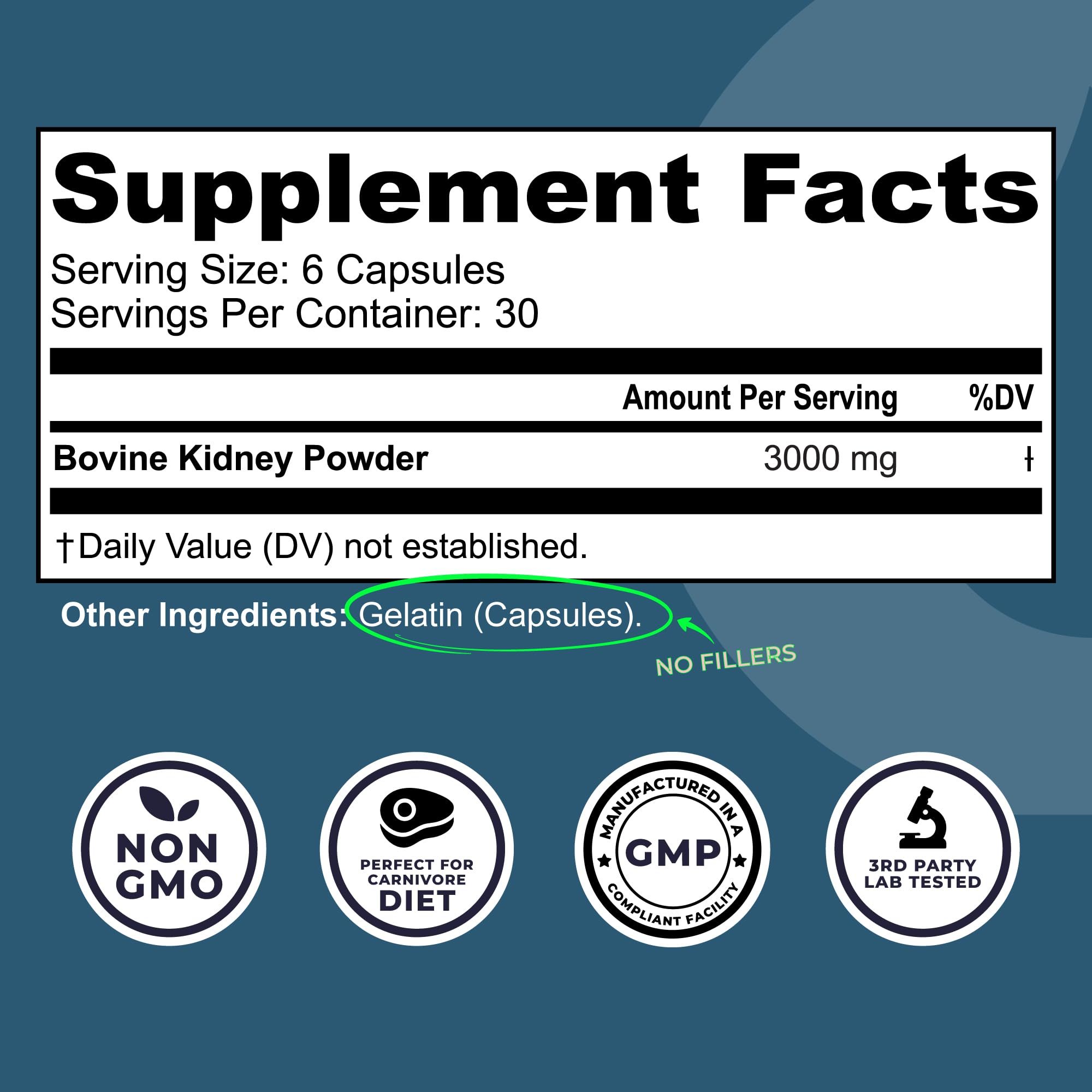 Left Coast Performance freeze-dried kidney capsules close-up highlights potent nutrients
