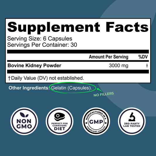 Left Coast Performance freeze-dried kidney capsules close-up highlights potent nutrients