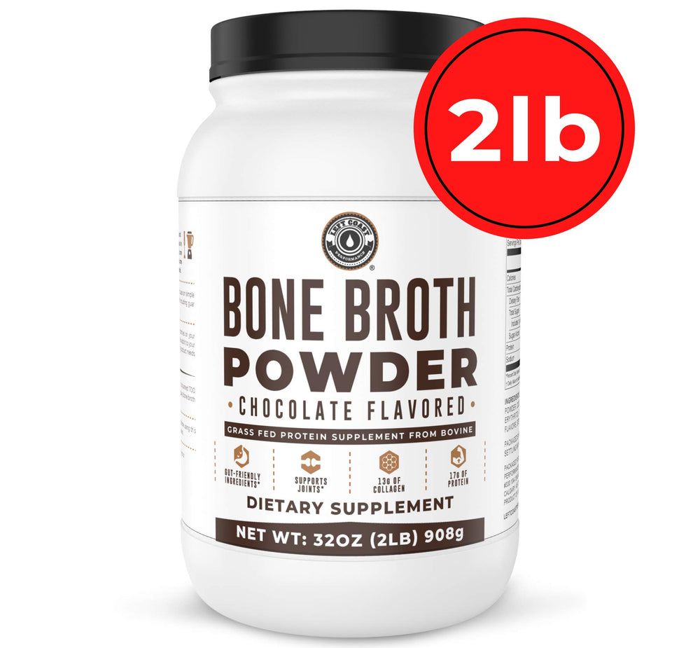 Chocolate bone broth powder used in a keto-friendly, dairy-free meal option.