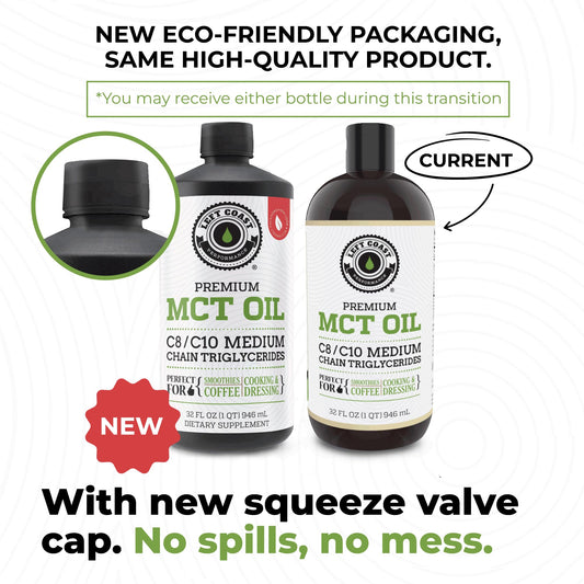 Left Coast Performance coconut MCT oil liquid in coffee for smooth morning energy