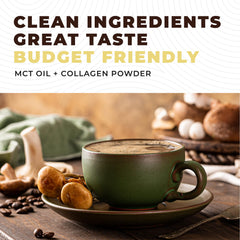 Left Coast Performance Coffee cup showing creamy vanilla energy boost