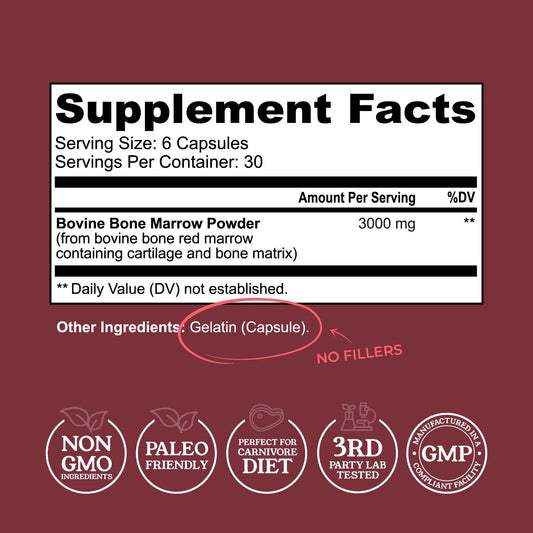 Left Coast Performance freeze-dried bone marrow capsules for convenient daily nourishment