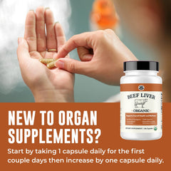 Left Coast Performance Grass-Fed Australian Liver Capsules with natural farm backdrop.