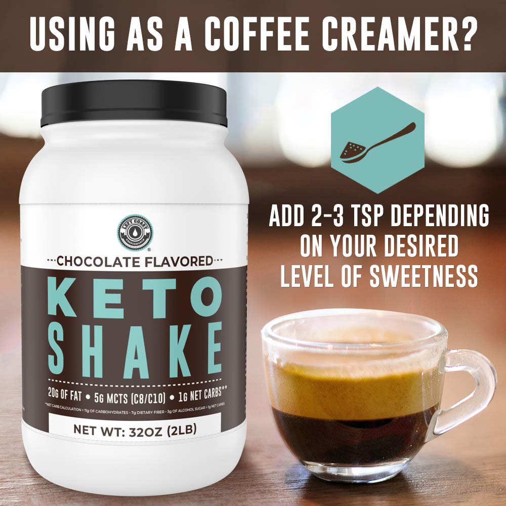 Left Coast Performance Keto Shake Chocolate used as coffee creamer for rich low carb flavor