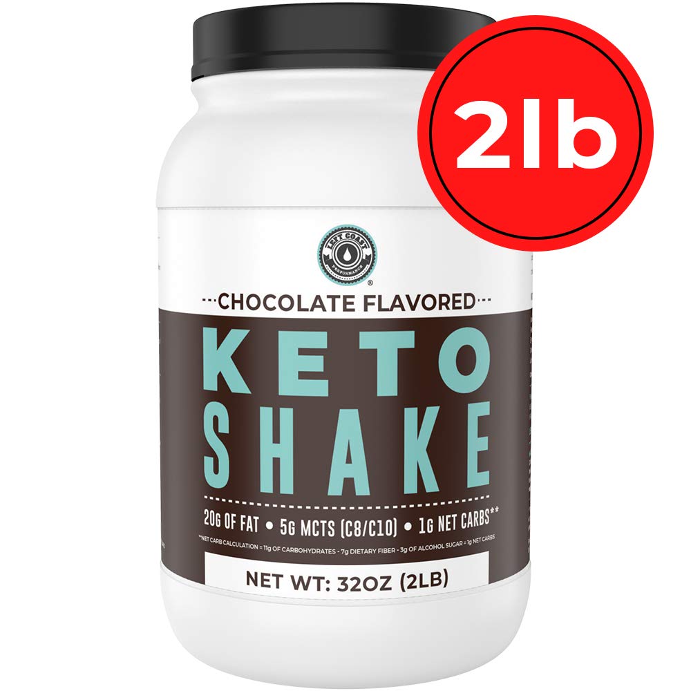 Left Coast Performance Keto Shake Chocolate in shaker demonstrates easy mixing for quick keto meals
