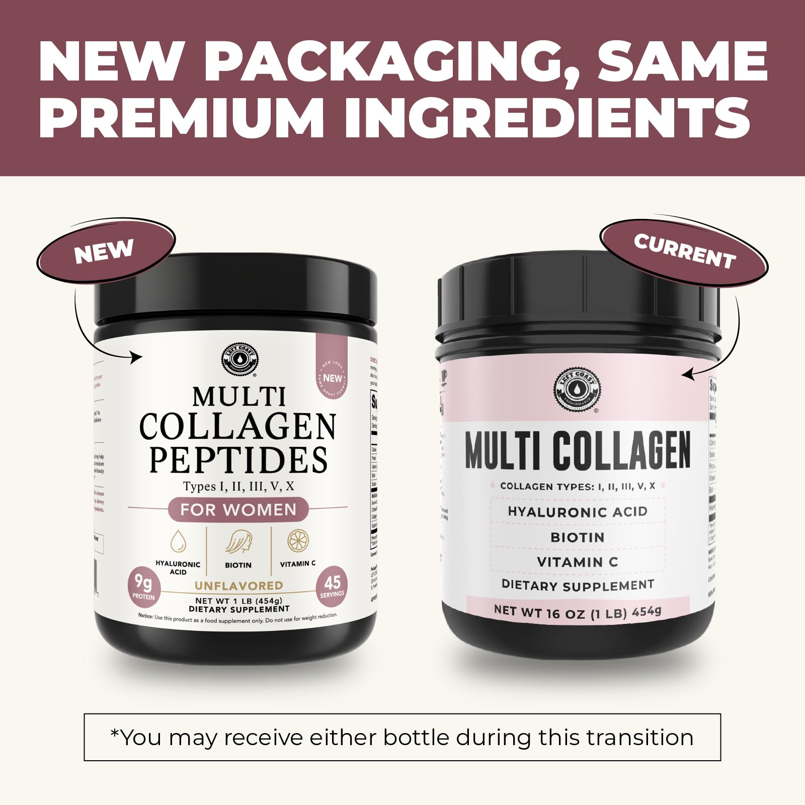 Included scoop with Left Coast Performance multi-collagen powder for precise daily servings