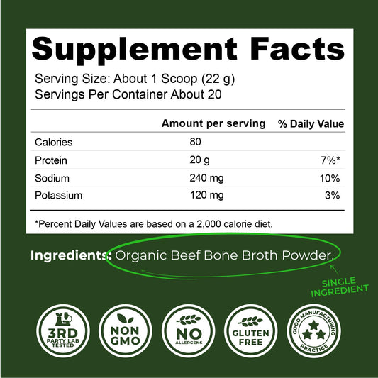 Left Coast Performance organic powder scoop highlighting high protein per serving.