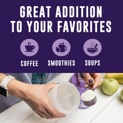 Left Coast Performance collagen blend mixed into a smoothie for added protein texture.
