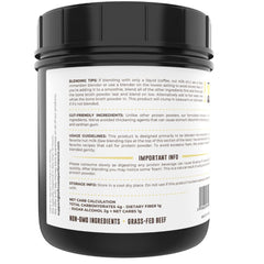 Left Coast Performance vanilla bone broth powder being blended in a blender to reduce foaming.