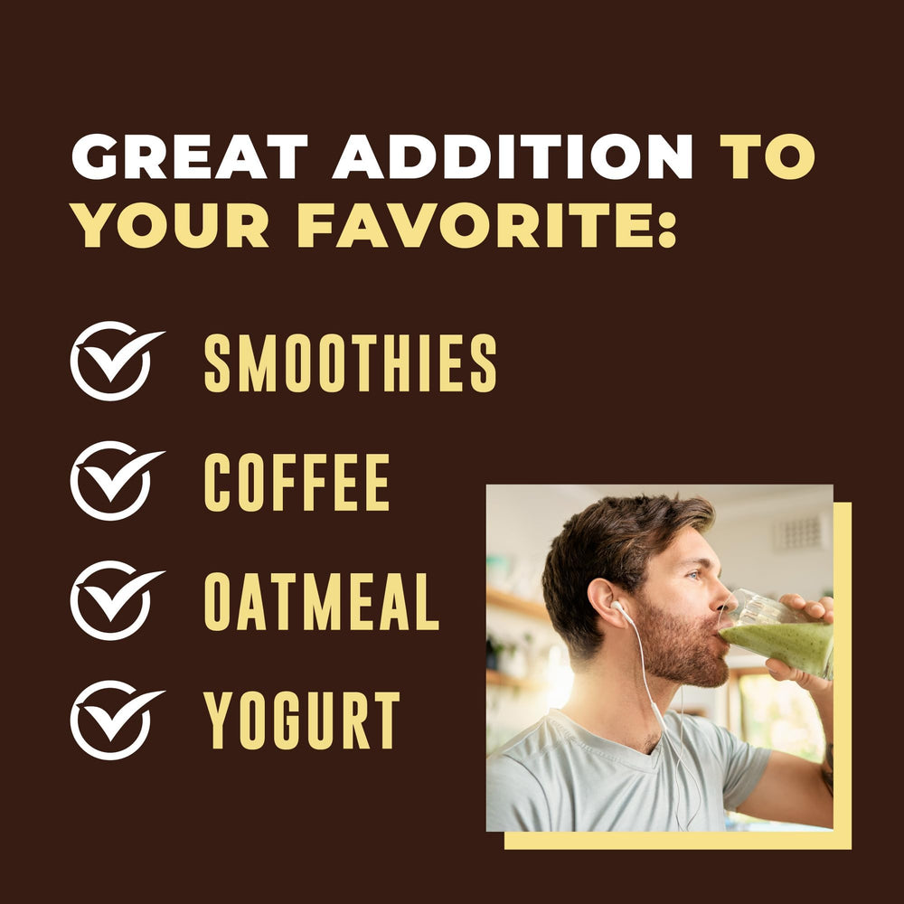 Left Coast Performance vanilla bone broth powder mix in blender for smooth drinks.