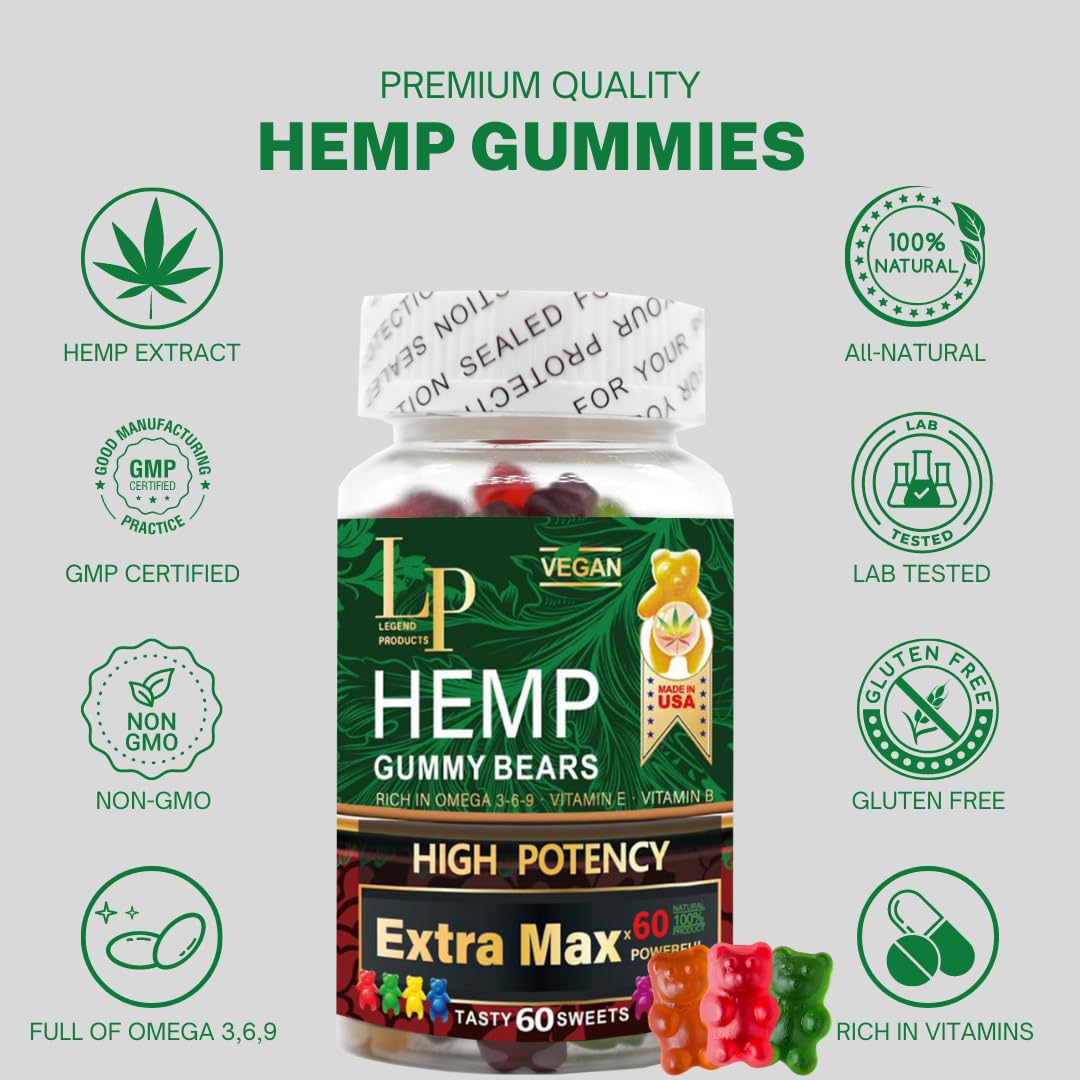 Legend Hemp Gummies made in USA GMP badge emphasizes quality and safety