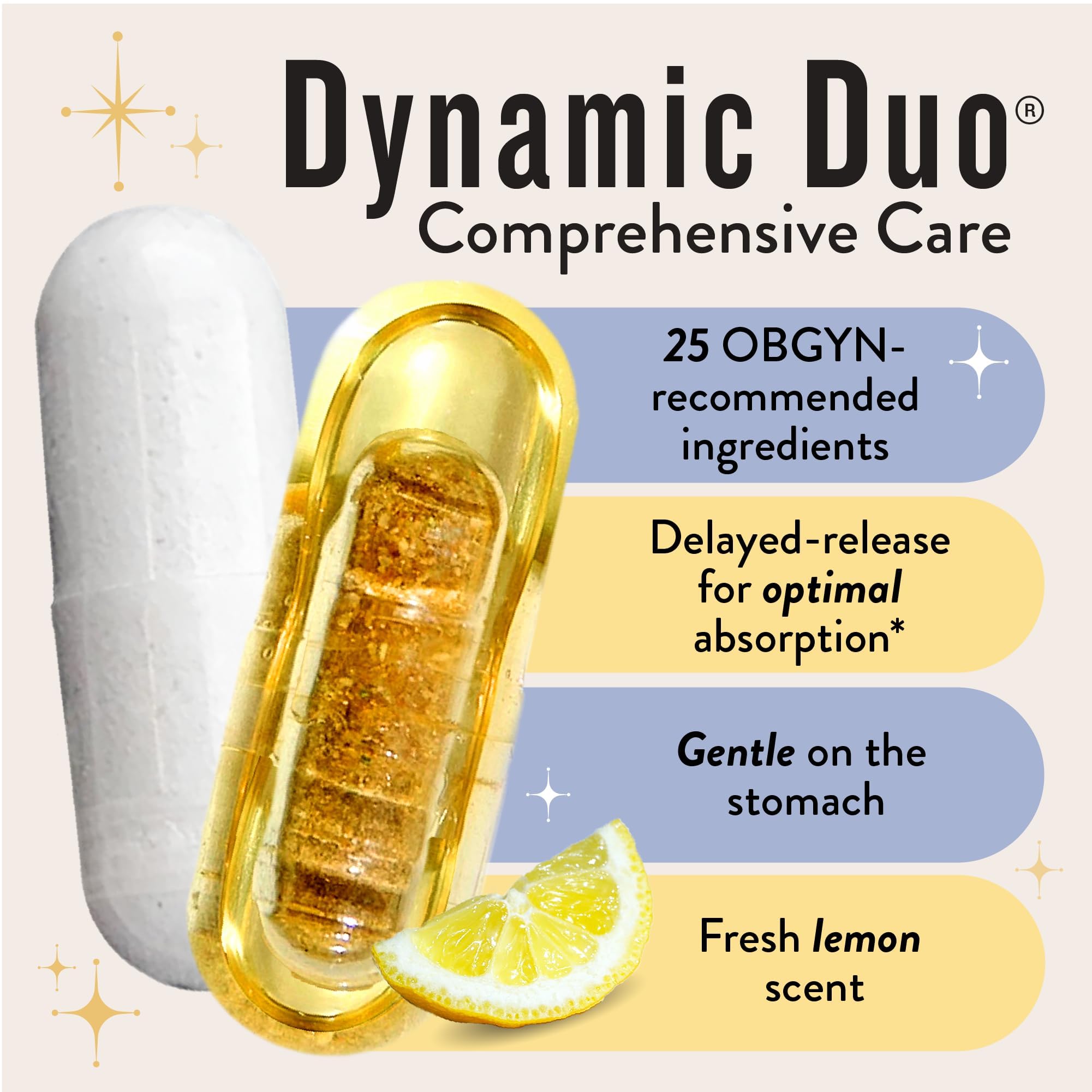 Legendairy Milk Dynamic Duo DHA and choline capsules displayed for nutrient building blocks.