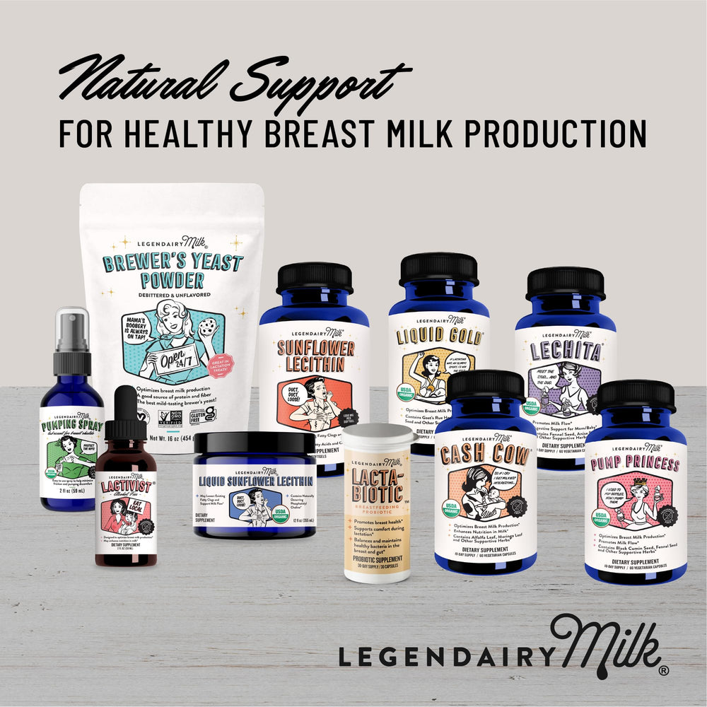 Legendairy Milk Lacta-Biotic label highlights dosage and guidance.