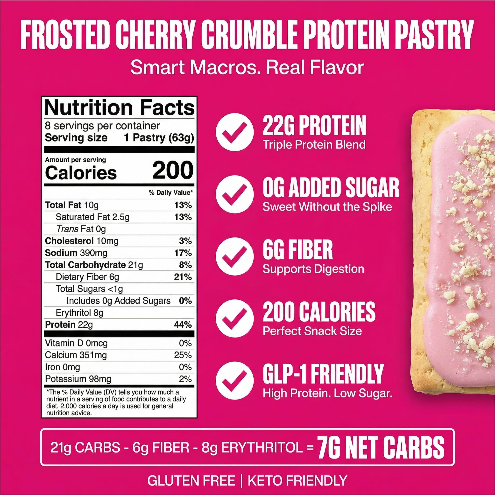 Legendary Foods 22g protein pastry cherry crumble—gluten-free and keto-friendly.