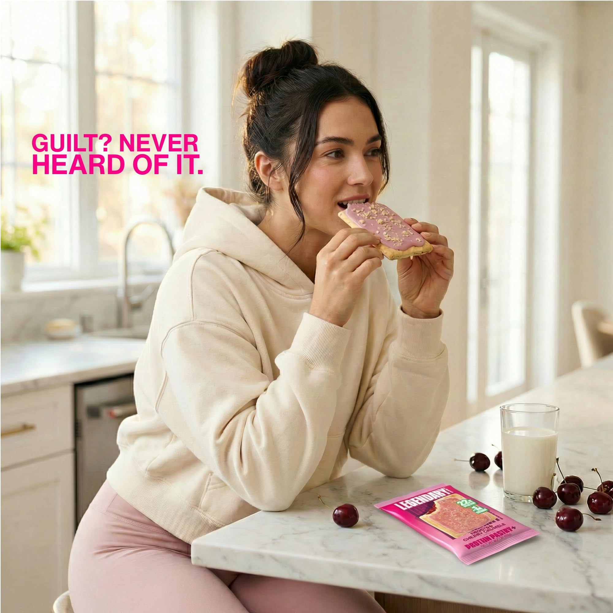 Legendary Foods Cherry Crumble Pastry slice with nuts—gluten-free treat.