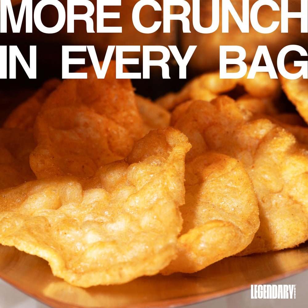 Legendary Foods Cheesy Nacho Chips dips-serve image suggests perfect dipping snacking.