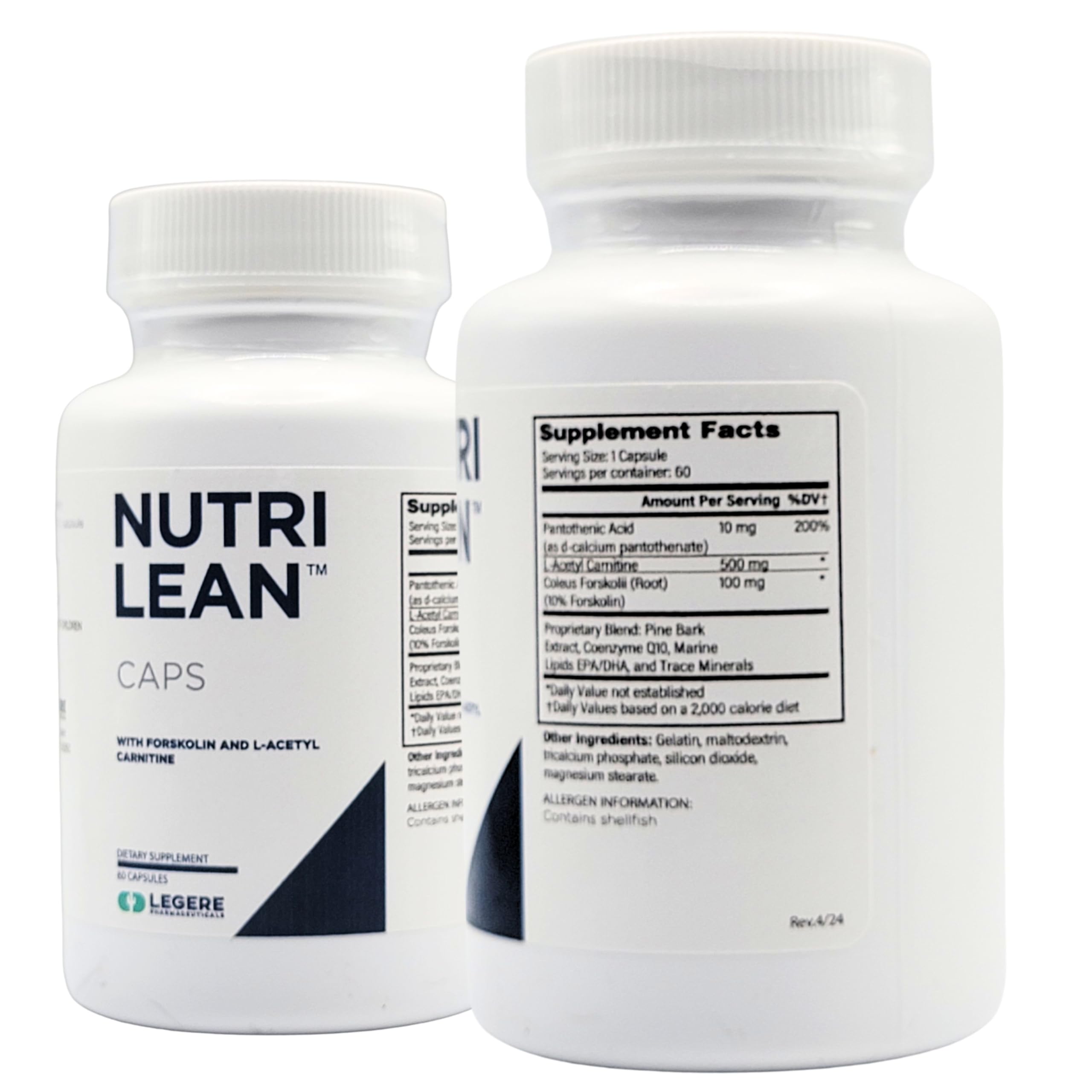 Legere NutriLean label on bottle shows 60 capsules for wellness.