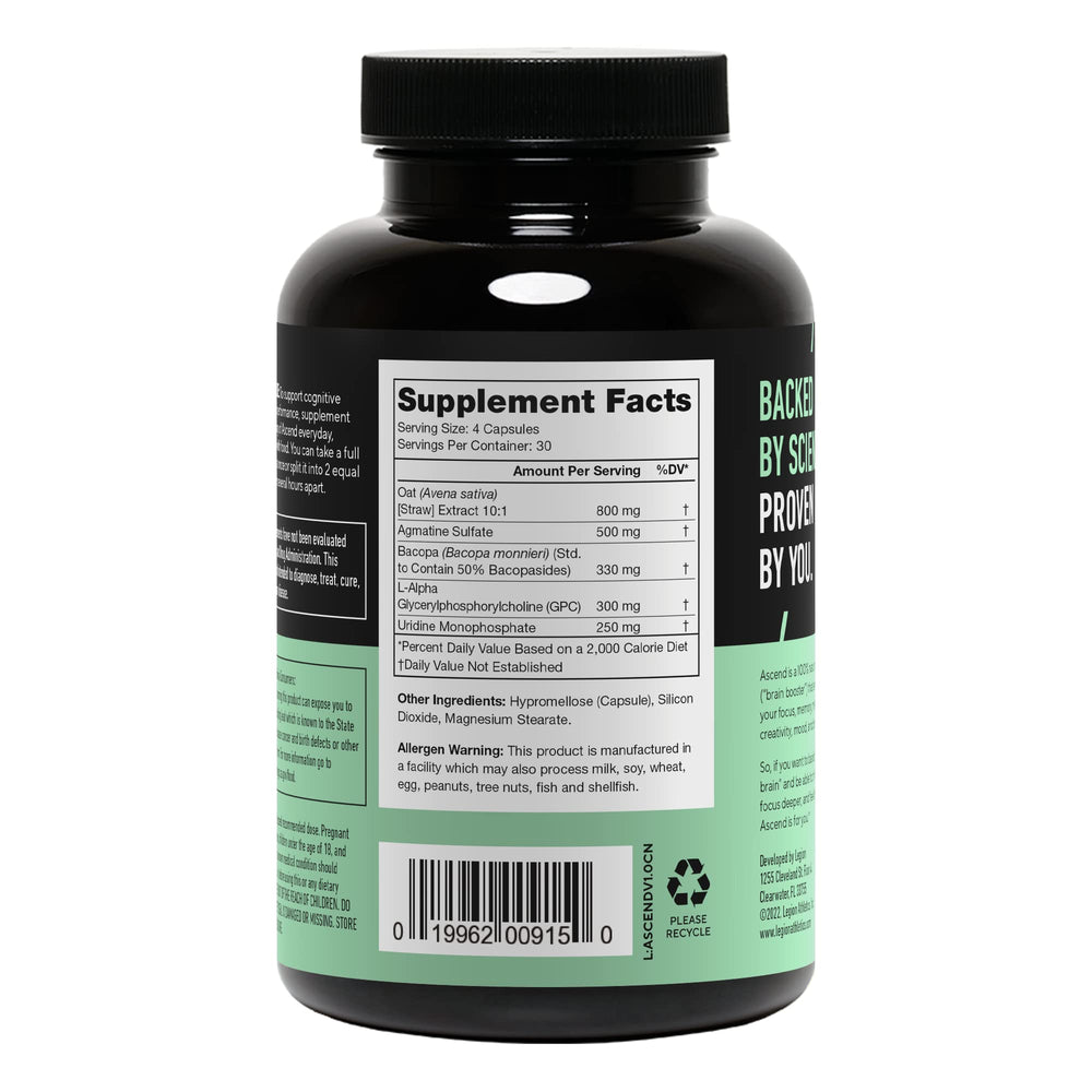 LEGION Ascend capsules lineup for convenient daily cognitive support.