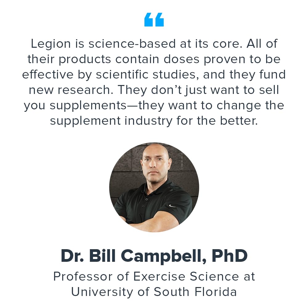 LEGION Biome Probiotic measuring cup beside bottle supports consistent dosing