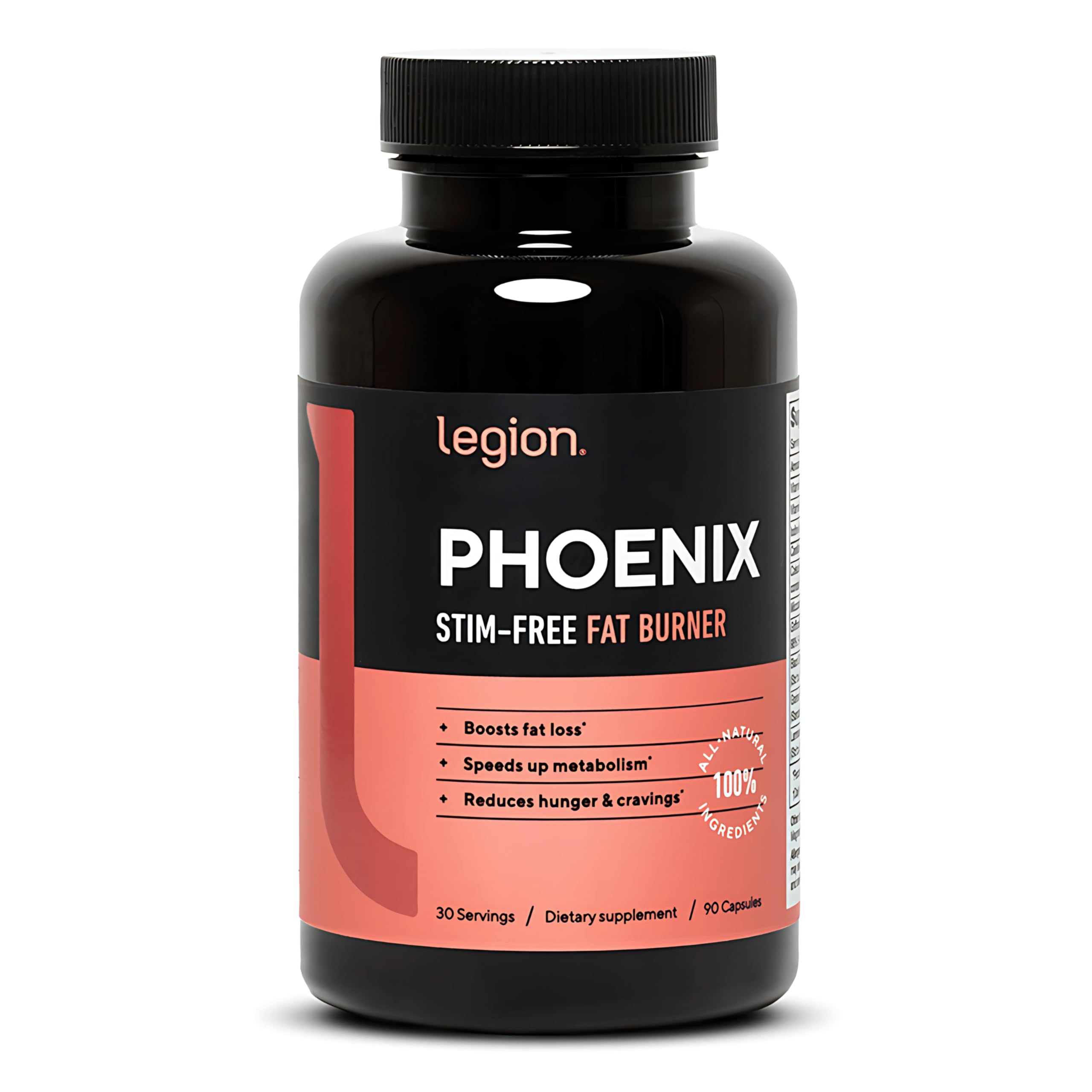 LEGION Phoenix fat burner bottle front with transparent label