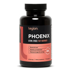 LEGION Phoenix fat burner bottle front with transparent label