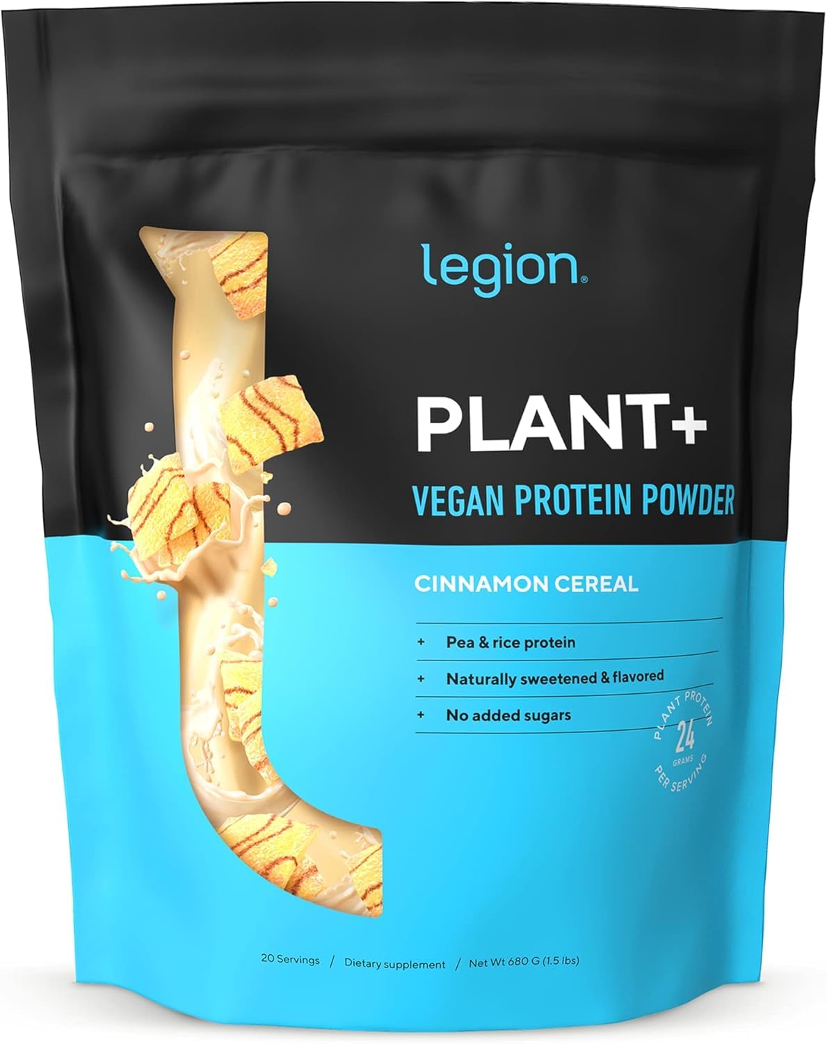 LEGION Plant Plus Protein tub front showcases clean, gluten-free plant protein for everyday fueling.