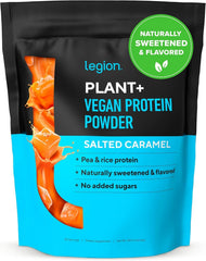 LEGION Plant+ Protein tub front showing convenient dairy-free protein for workouts