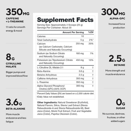 Pulse label highlights natural sweeteners and no artificial additives for a clean formula.