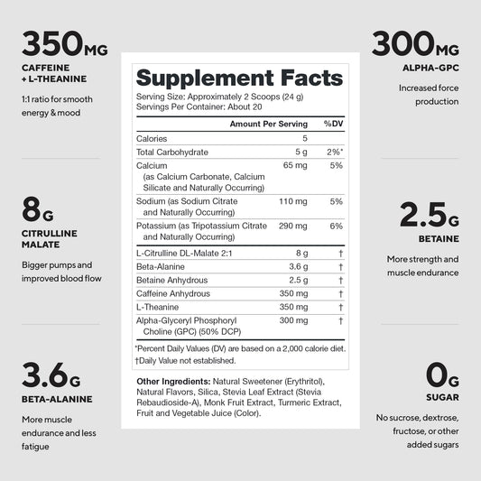 LEGION Pulse preworkout label ingredients, showing transparent formulation.